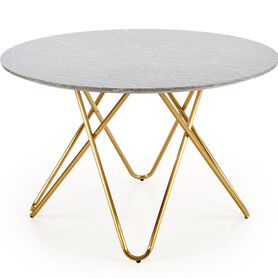 BONELLO stół, blat - popielaty marmur/ złoty
