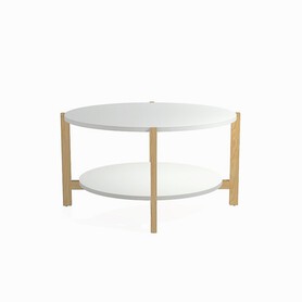 STK-NLEVEL2 Okrągły stolik z półką drewniane