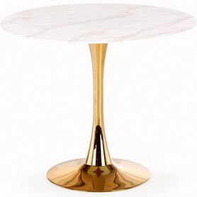 Stół Casemiro 90x75 Biały Marmur/Złoty