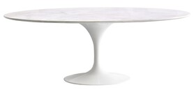 Stół TULIP ELLIPSE MARBLE biały - blat owalny marmurowy, metal