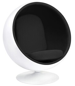 Fotel BALL biało-czarny - włókno szklane, wełna