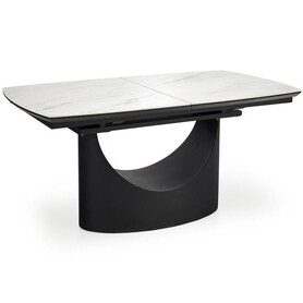 Stół Rozkładany OSMAN (160-220)x90 Czarny/Biały Marmur