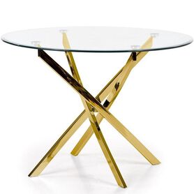 RAYMOND stół, blat - transparentny, złoty