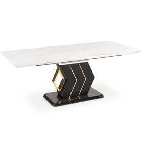 Stół Rozkładany Vincenzo 90x160 Biały Marmur/Czarny